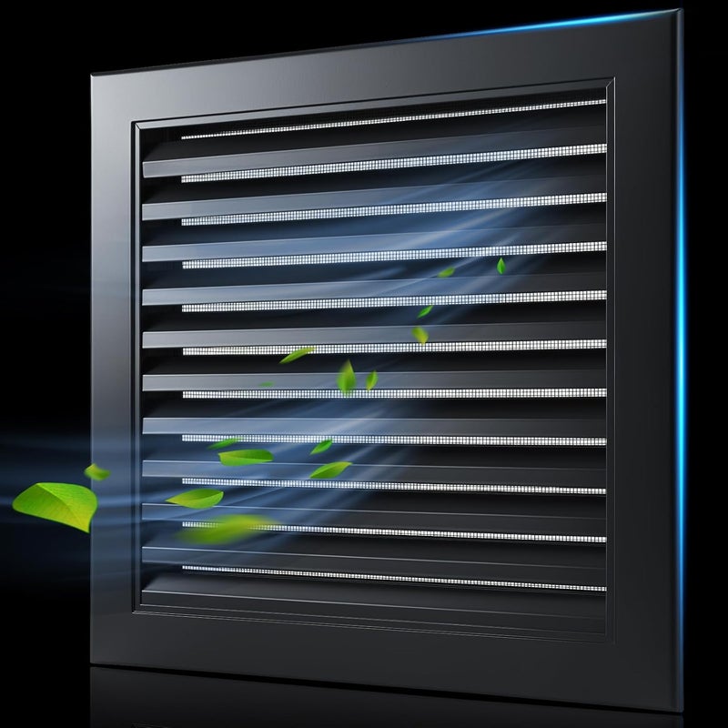 ZMLM 12" X 12" Gable Vent Aluminum Gable Vents for Houses Attic Vent Shed Vents Cover Exterior with Screen Mesh Alloy Wall Vent Ventilation for Home Garage Attic Ceiling - Vent Opening: 10" x 10" Black - Image 1